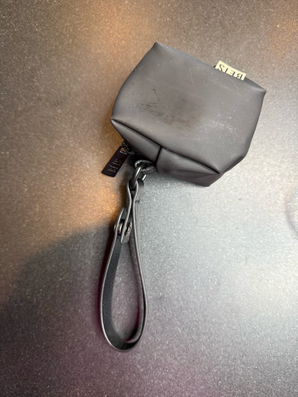 Beis Mini Pouch Wristlet Black Travel Zip Case Keychain Small Essentials Bag
